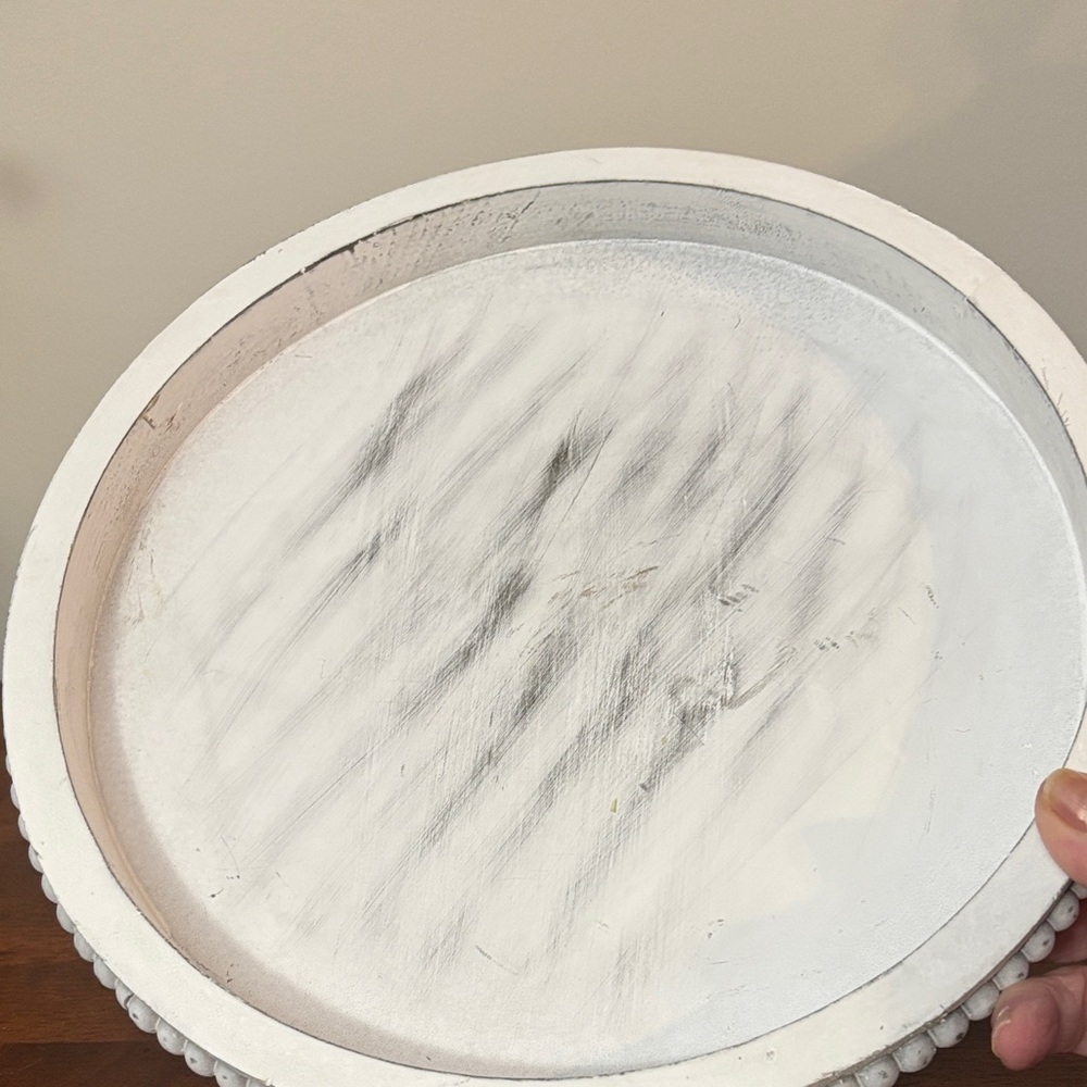 White Decorative Farmhouse Boho Round Tray (Riser) - Picture 5 of 7